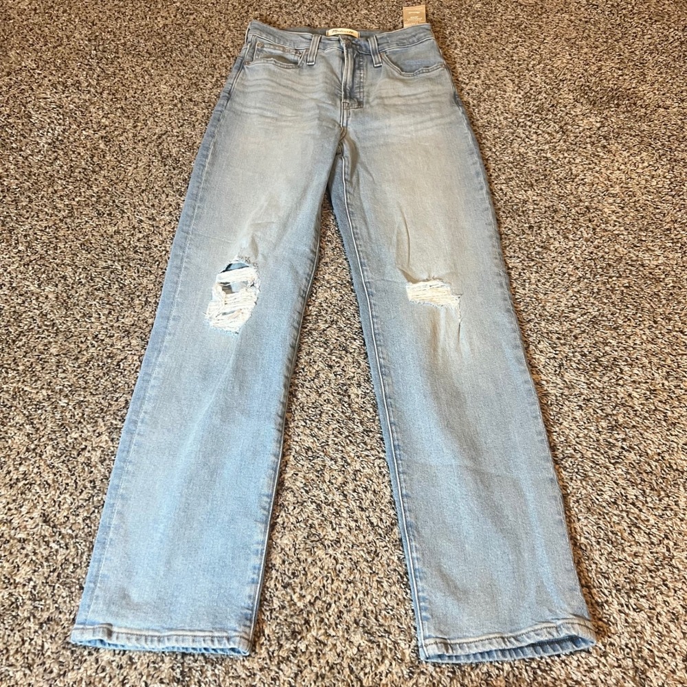Madewell The Perfect Vintage Straight Jean Light Wash Distressed Size 24